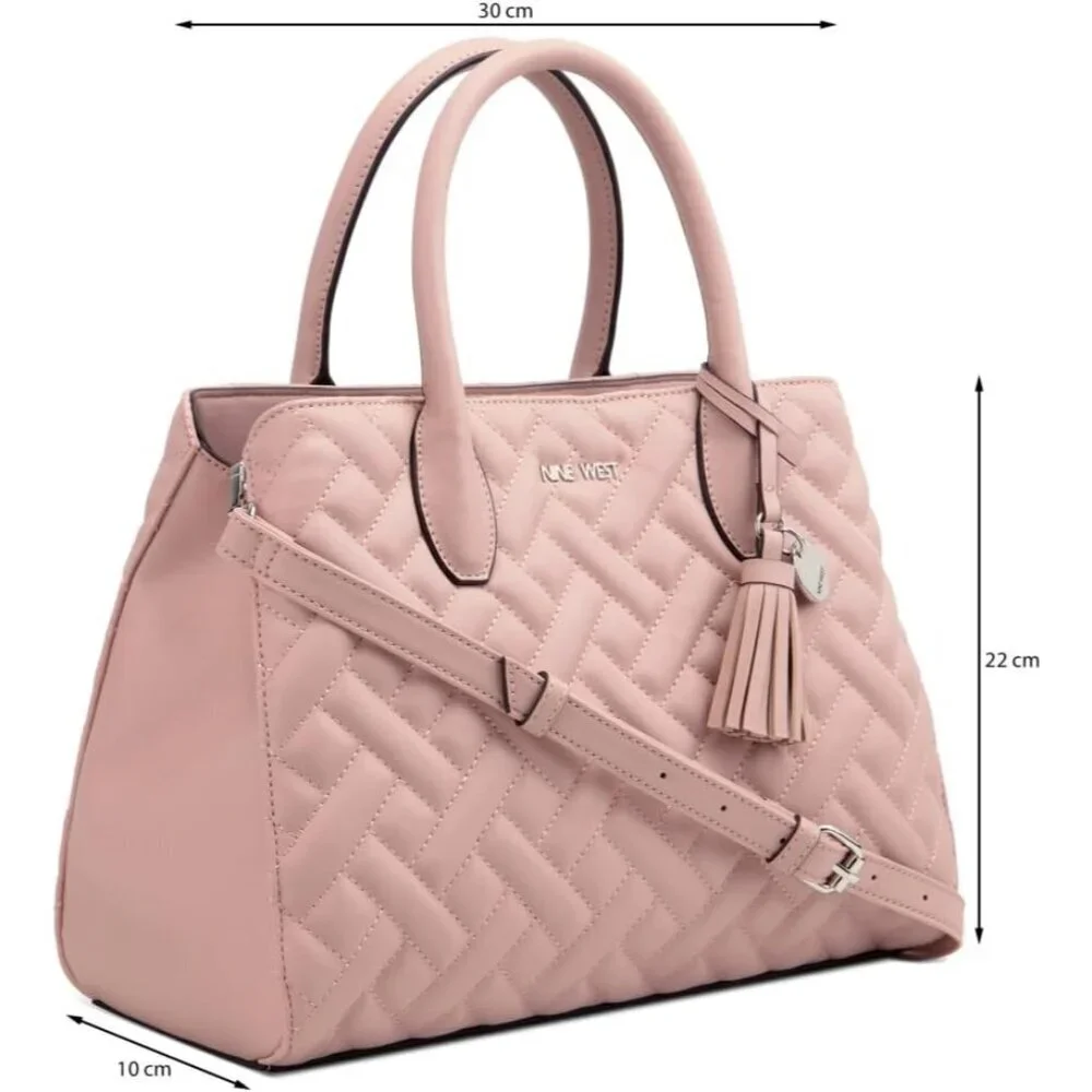 Women's Satchel Cotton Blend Lining Zip Closure Modern Pink Elegant Bag
